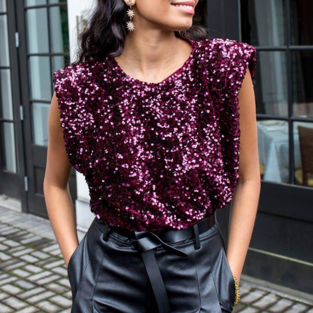 Buddy Love Lucy sequin top -Merlot